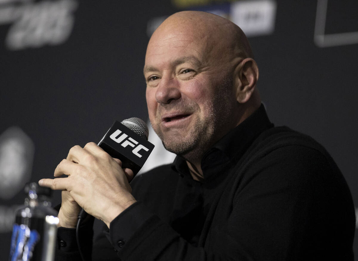 UFC president Dana White answers a question at a news conference following the UFC 285 fight ca ...