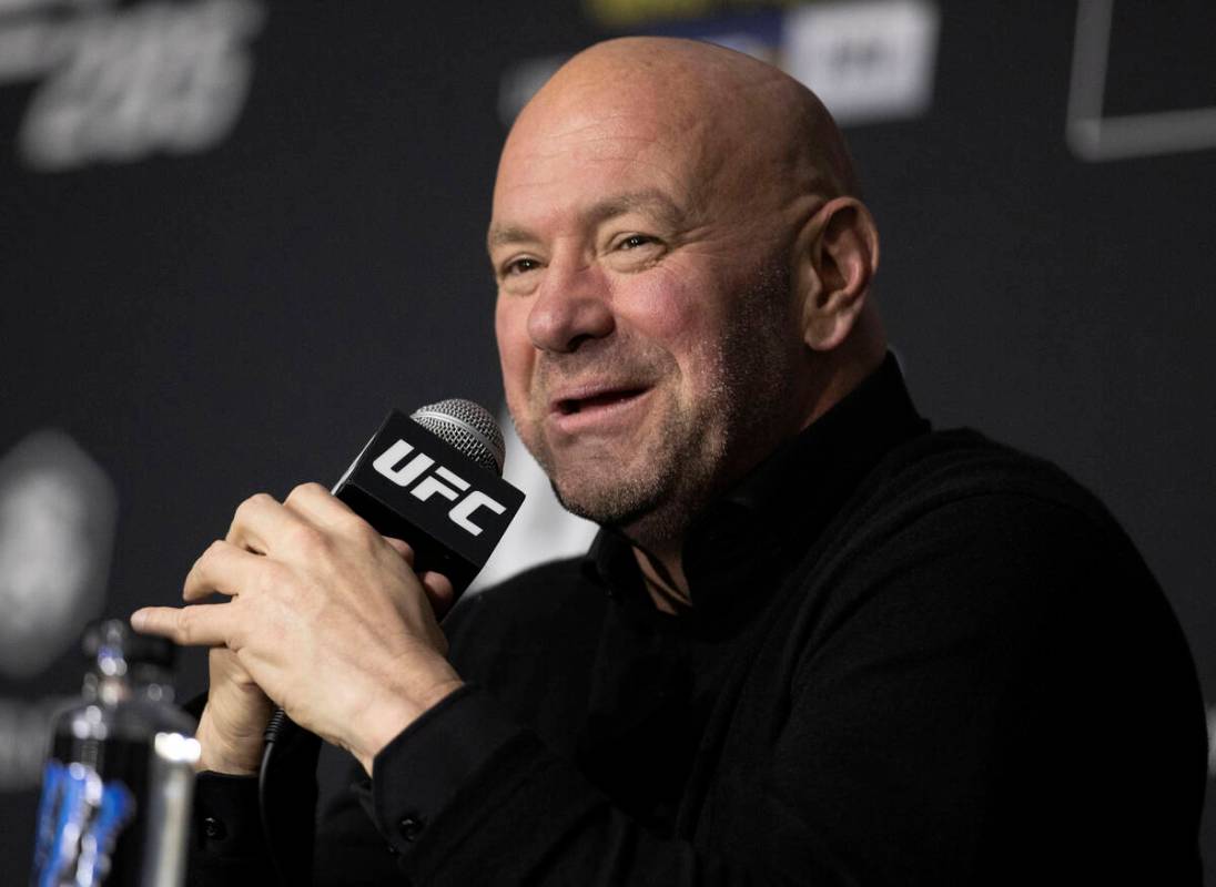 UFC president Dana White answers a question at a news conference following the UFC 285 fight ca ...
