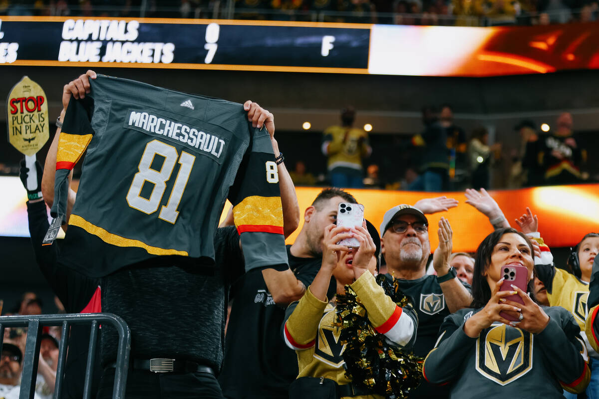 Fans welcome Nashville Predators center Jonathan Marchessault (81) to the ice as the arena reco ...