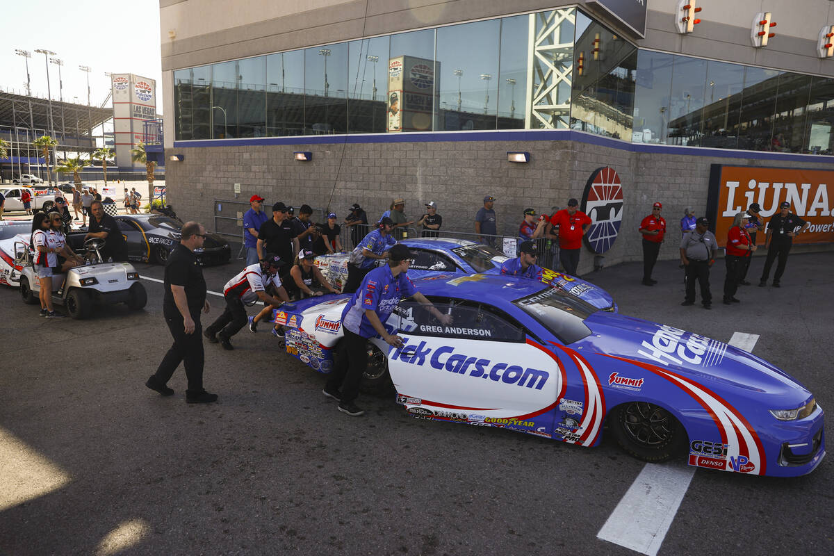 Pro Stock drivers head to the track for the final round during the NHRA 4-Wide Nationals at The ...
