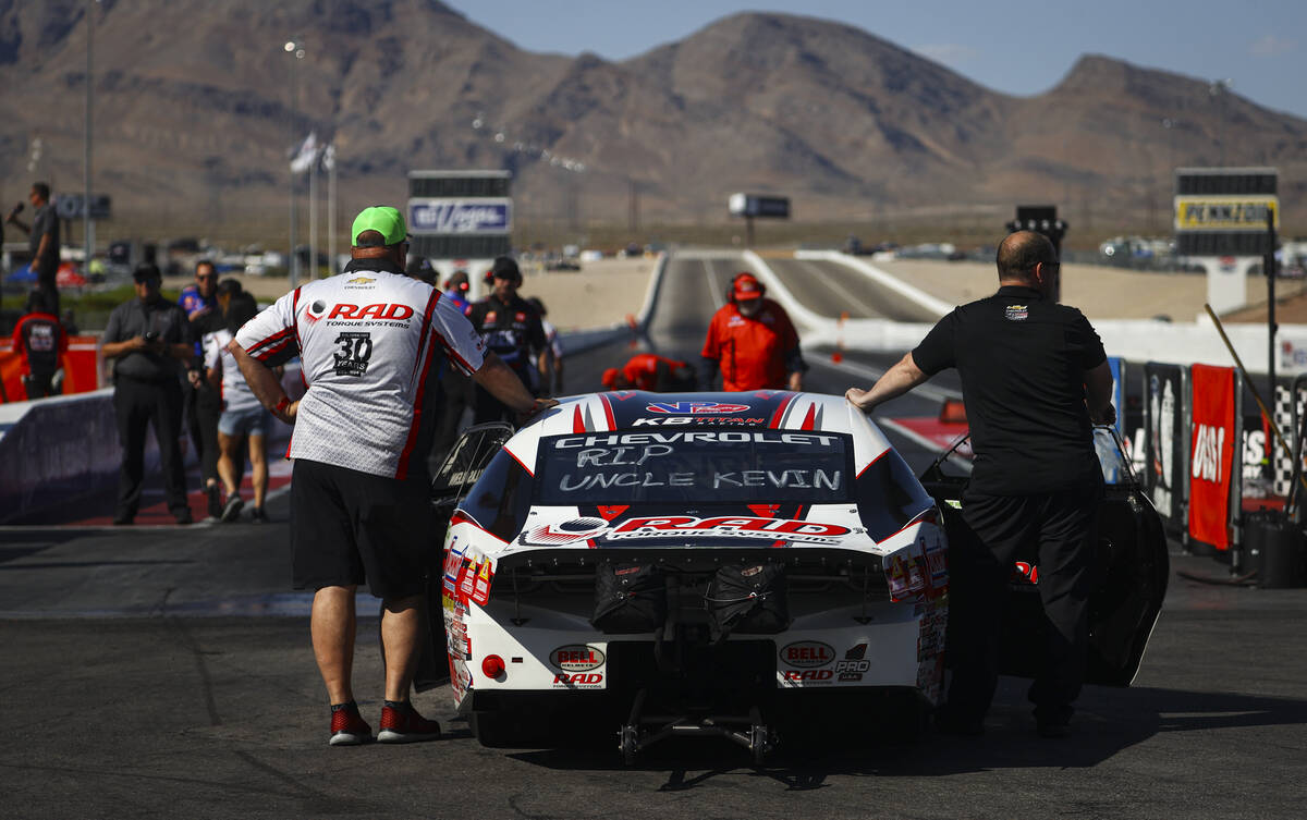 Pro Stock drivers prepare for the final round during the NHRA 4-Wide Nationals at The Strip at ...