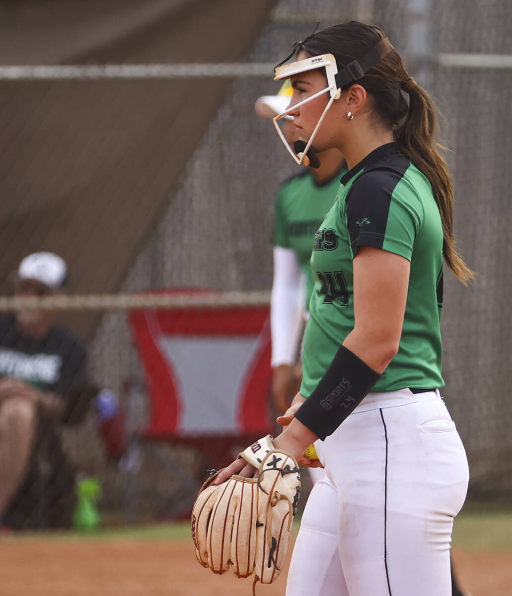 Palo Verde's Ava Koenig looks to pitch to Coronado during a softball game at Palo Verde High Sc ...