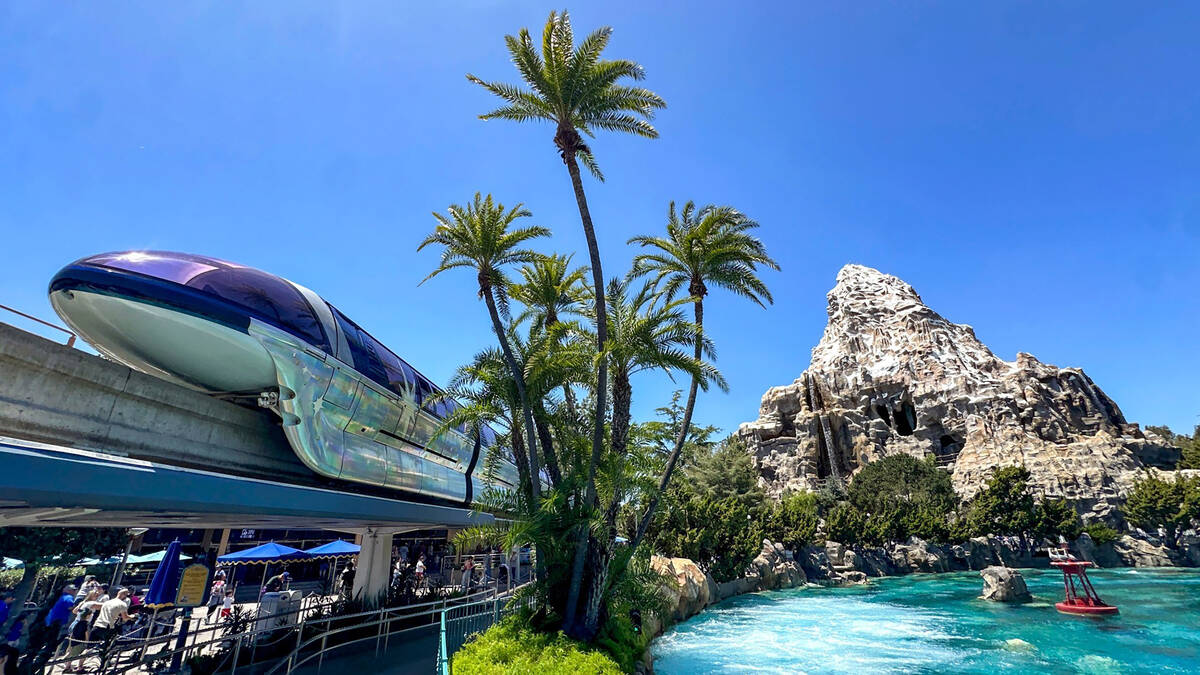 The Disneyland Monorail and Matterhorn Bobsleds at Disneyland in Anaheim, California, on May 7 ...