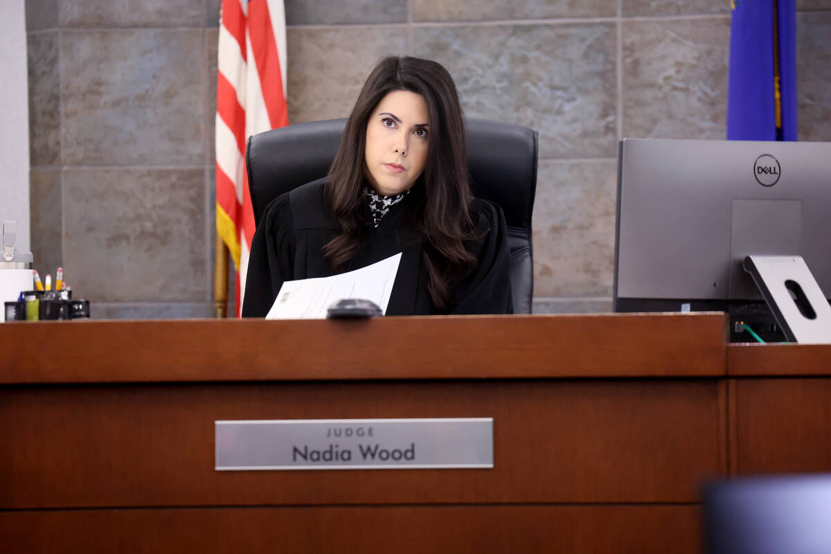 Justice of the Peace Nadia Wood presides in court at the Regional Justice Center in Las Vegas T ...