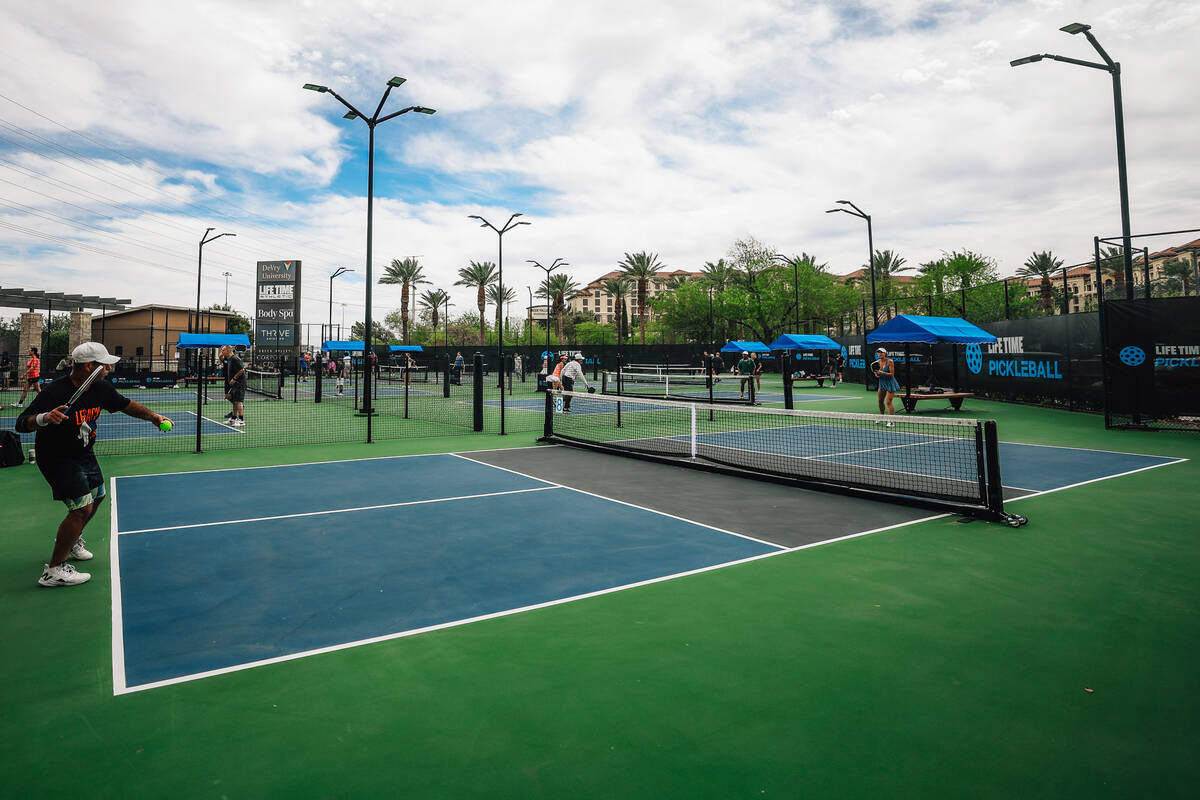 Pickleball courts at Life Time Fitness Saturday, April 12, 2025, in Henderson. (Madeline Carter ...