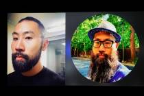 Police display photos of Paul Hyon Kim on a television screen during a press conference on Thur ...