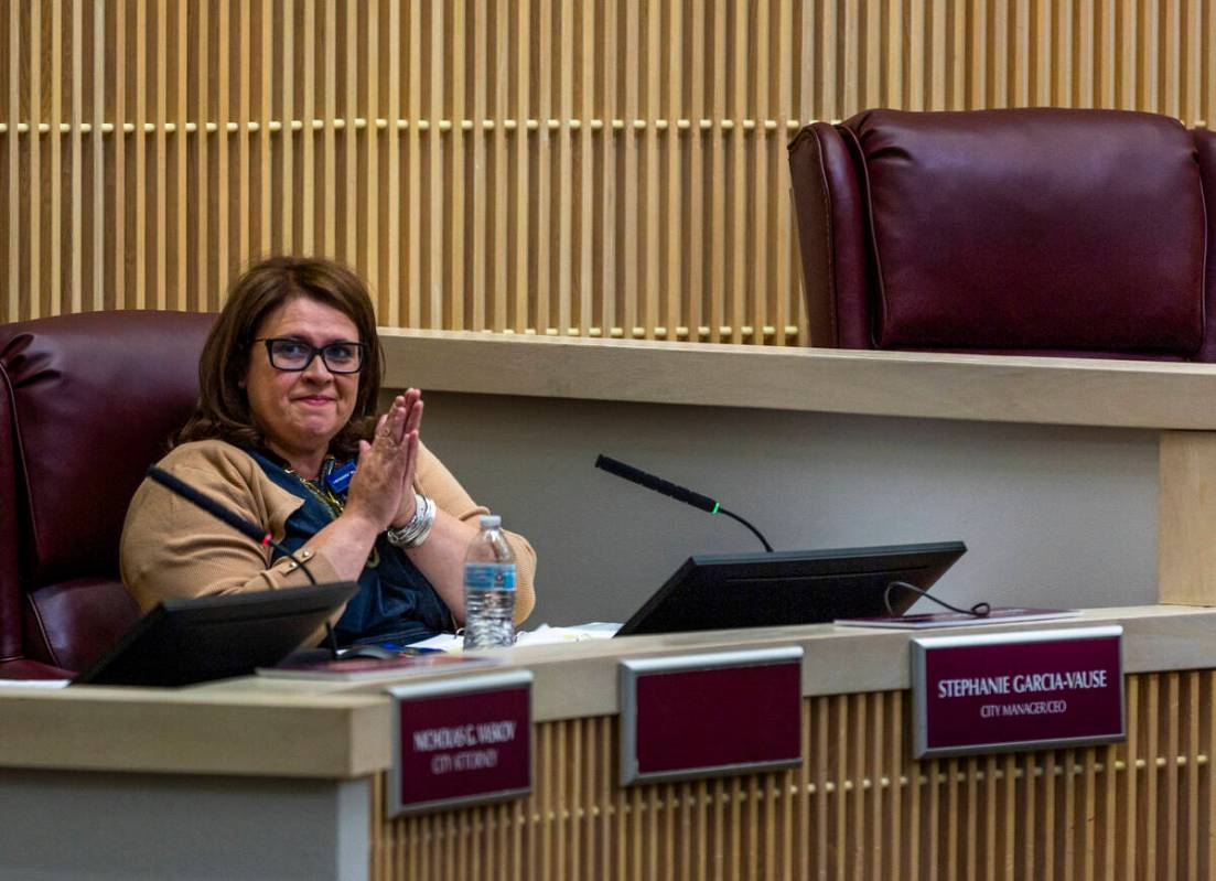 City Manager/CEO Stephanie Garcia-Vause thanks all city workers as the Henderson City Council h ...