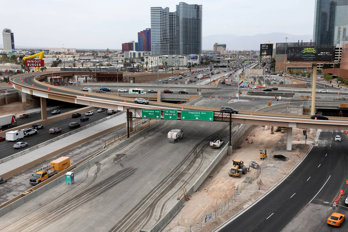 Work continues on the Interstate 15/Tropicana interchange project in Las Vegas Friday, March 28 ...