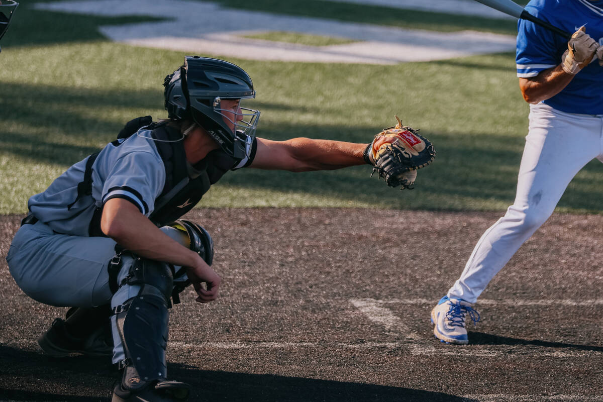 Palo Verde’s Brady Dallimore catches during a baseball game against Bishop Gorman High S ...