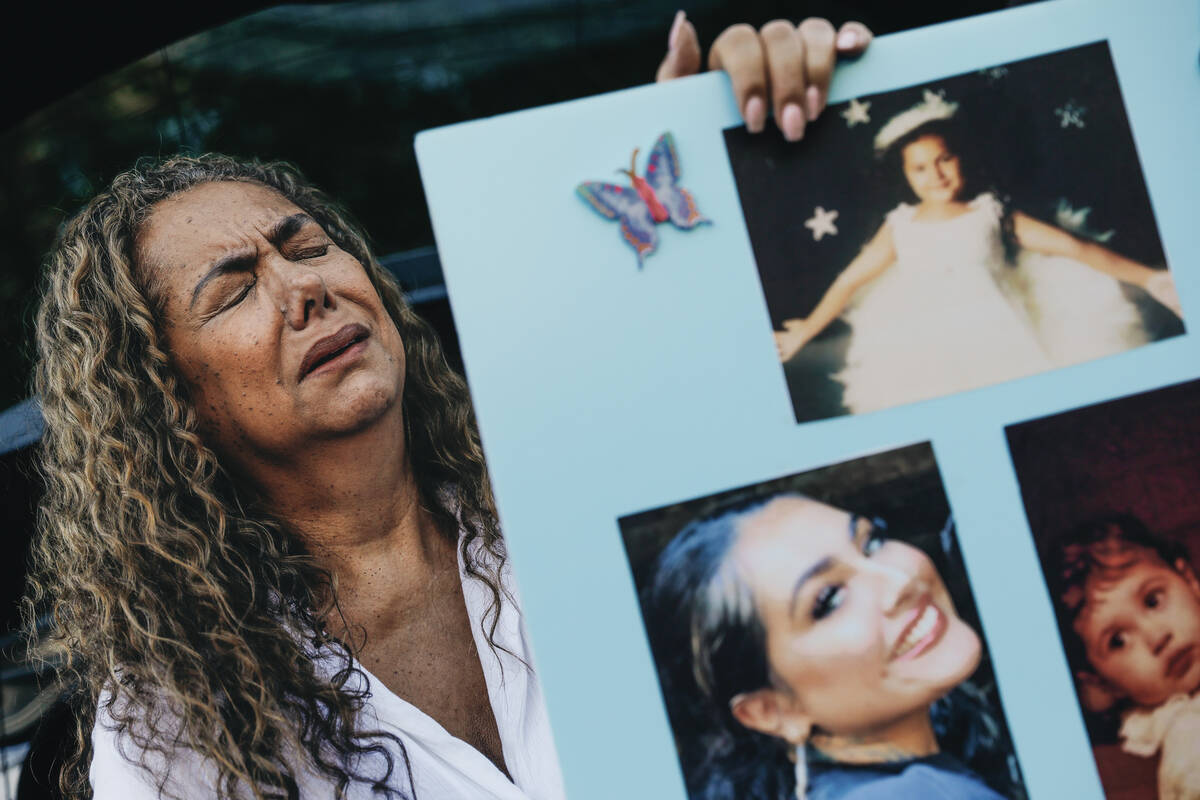 Regina Lacerda, the mother of Tabatha Tozzi, cries during a demonstration in memory of Tabatha ...