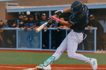 Centennial batter Terrell Otis (25) takes a swing at the ball during the baseball game against ...