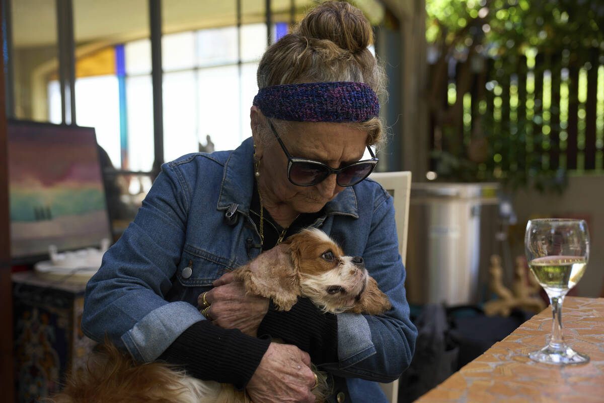 Rachel Dancyg holds her dog, Billie, on Wednesday, April 16, 2025. Israeli soldiers found Billi ...