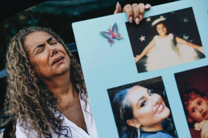 Regina Lacerda, the mother of Tabatha Tozzi, cries during a demonstration in memory of Tabatha ...