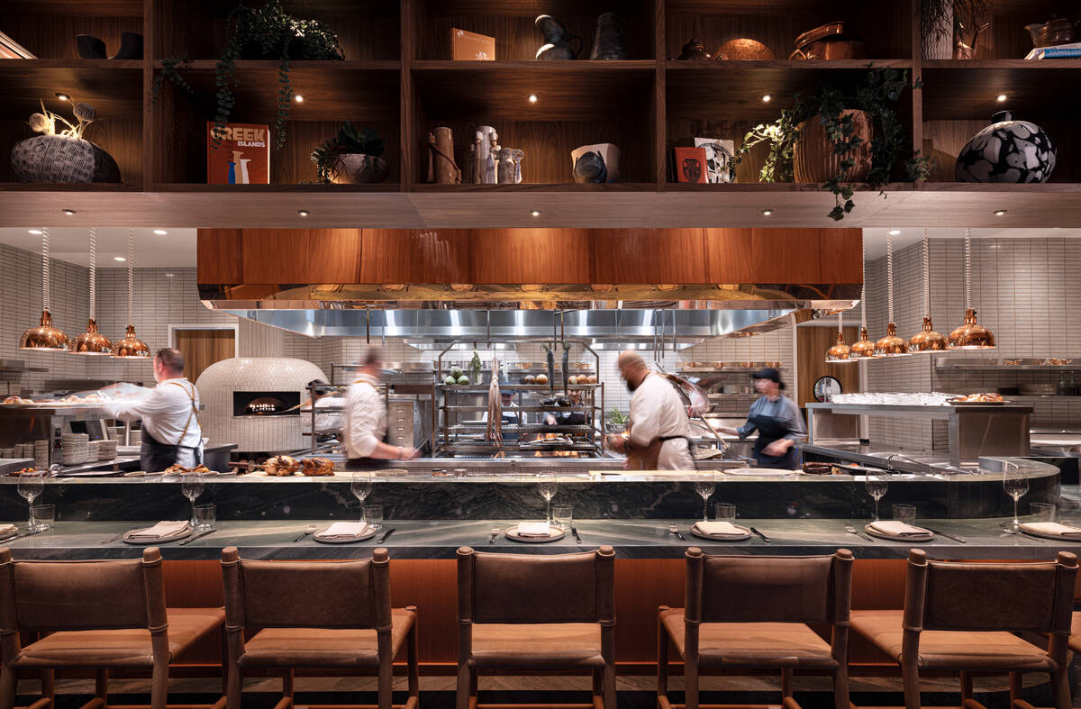 The kitchen at Ortikia Mediterranean Grill, which opened on June 3, 2024, at Green Valley Ranch ...