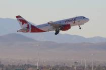 Air Canada Rouge takes off from McCarran International Airport on Wednesday, Feb. 15, 2017, in ...