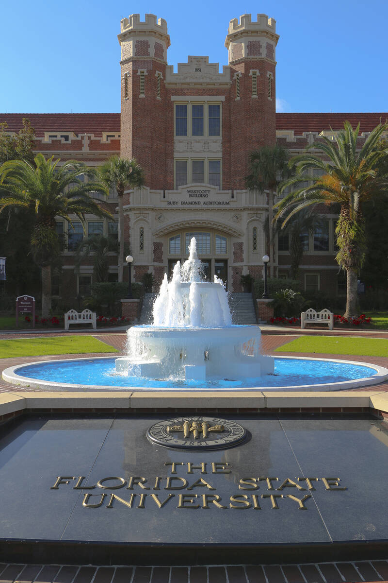 The entrance to Florida State University campus, located in Tallahassee, Florida. An active sho ...