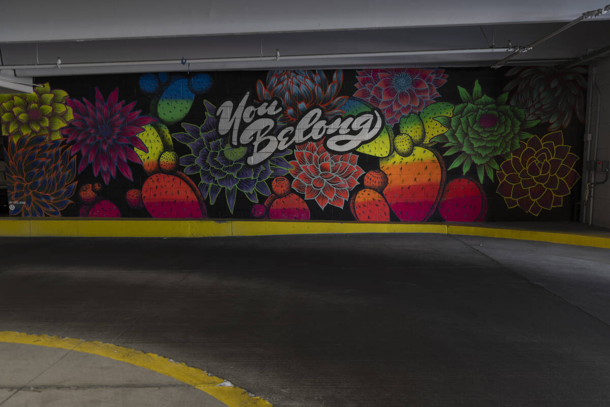 A mural in parking garage 1 is one of many art pieces about UnCommons on Tuesday, March 25, 202 ...