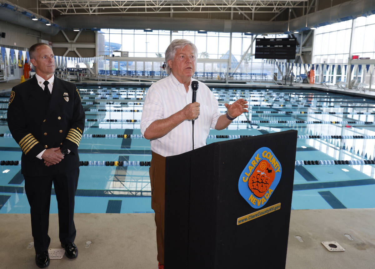 Clark County Commission Chairman Tick Segerblom speaks during a press conference to highlight t ...