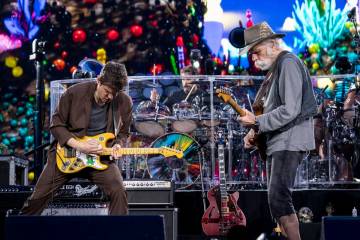 John Mayer and Bob Weir of Dead & Company are shown in "Dead Forever" at Sphere on Thursday, Ma ...