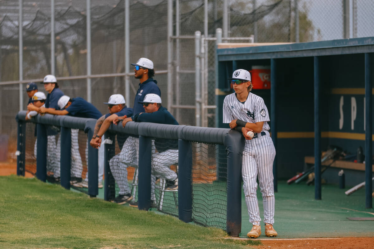 Spring Valley’s Dylan Foote (3) watches his team in the field during the baseball game a ...