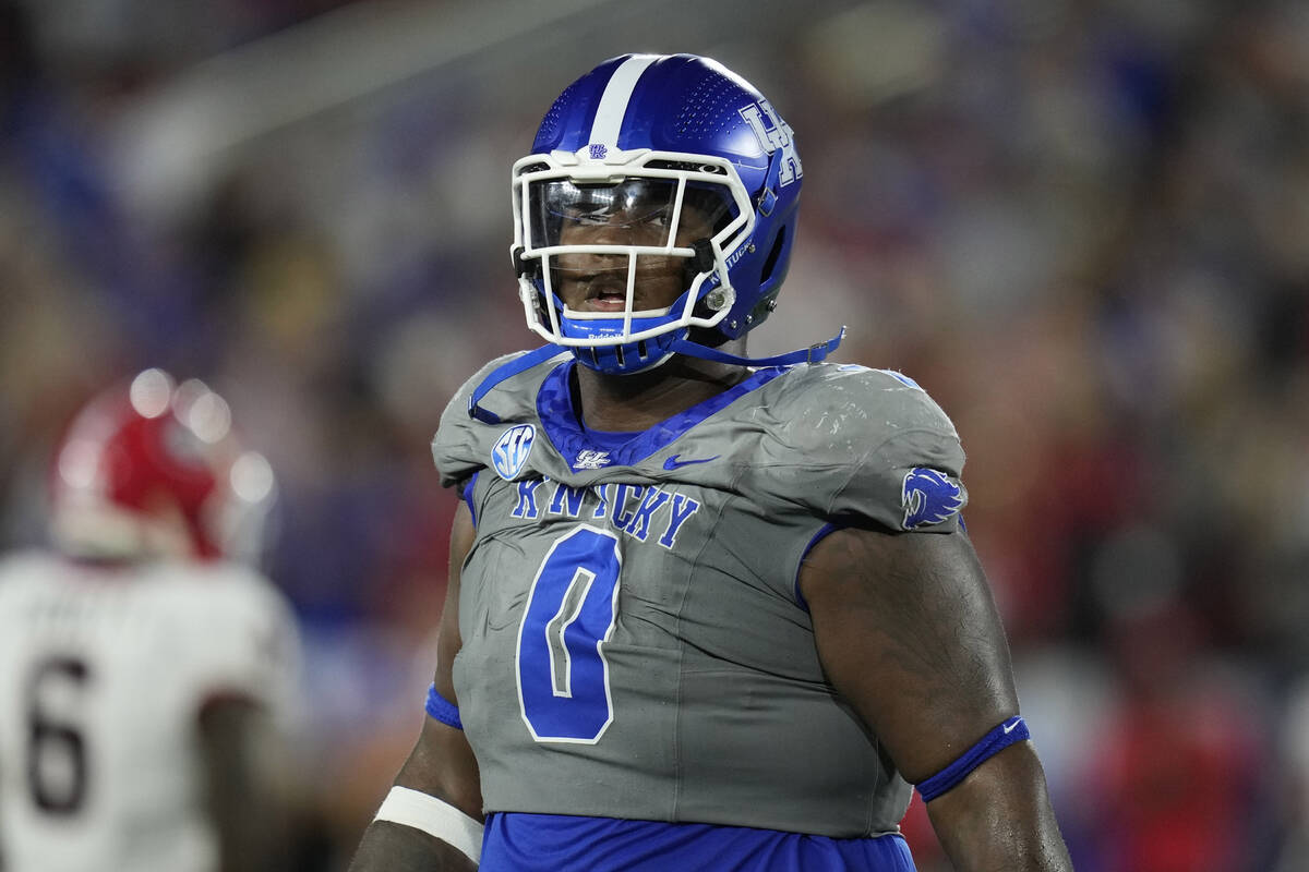 Kentucky defensive tackle Deone Walker looks on during the second half of an NCAA college footb ...