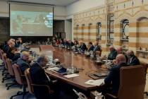 In this photo, released by the Lebanese Presidency press office, Lebanese president Joseph Aoun ...