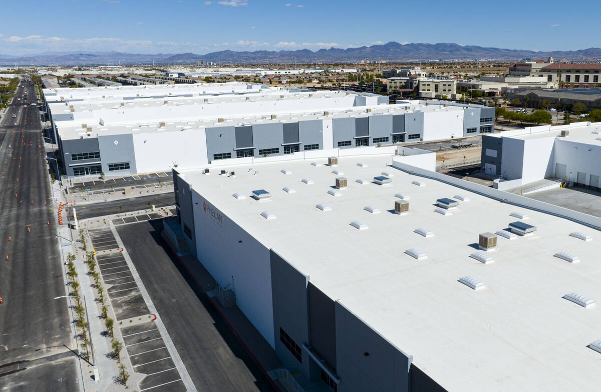 Industrial buildings on Badura Avenue near 215 Beltway are seen on Tuesday, April 29, 2025, in ...