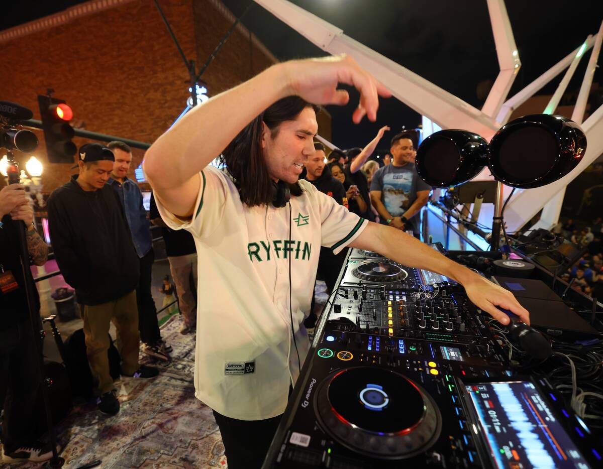 DJ Gryffin plays the first “Feed The Block” free concert at the Fremont East Entertainment ...
