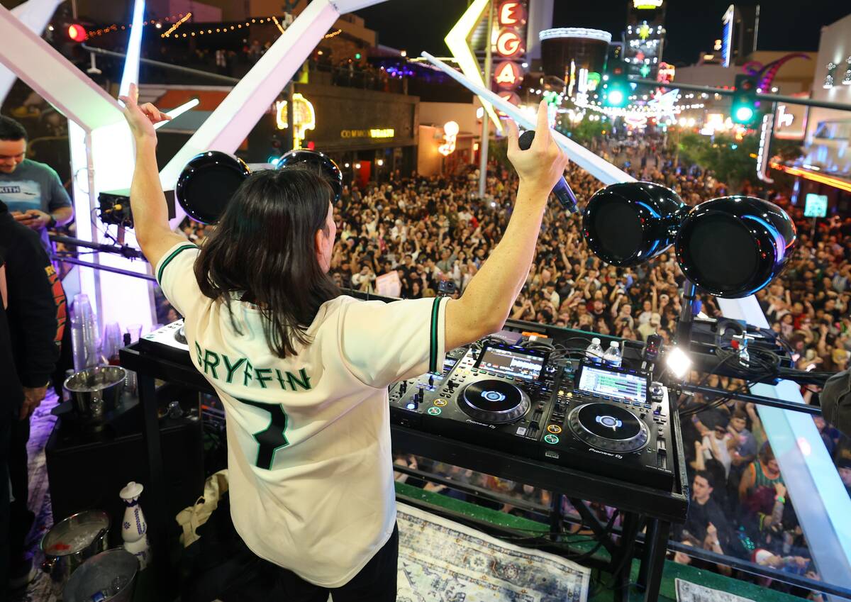 DJ Gryffin plays the first “Feed The Block” free concert at the Fremont East Entertainment ...