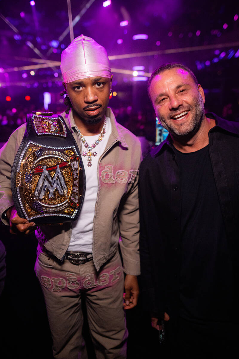 Metro Boomin is shown with Groot Hospitality founder David Grutman during "WrestleMania After D ...