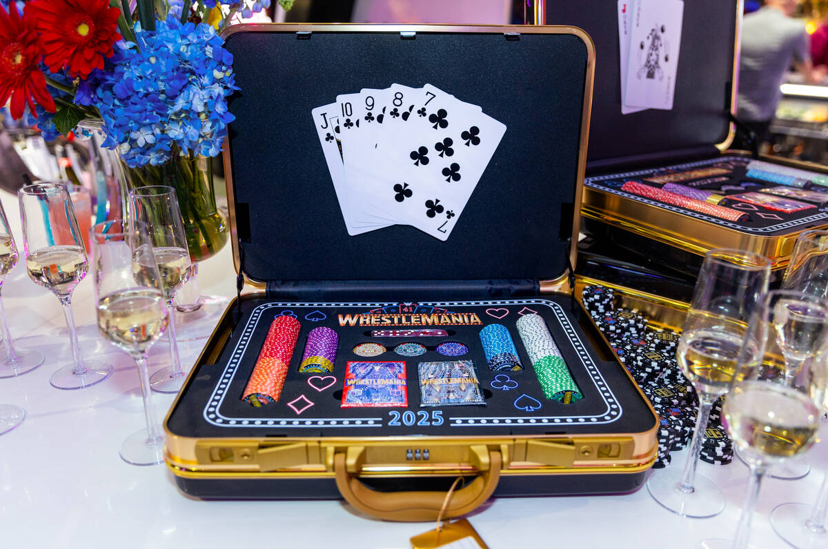 A specialty card and chip case at a WrestleMania kickoff party hosted by experience/hospitality ...