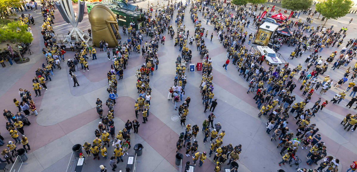 Fans ready to enter the arena as the Golden Knights will face the Minnesota Wild in game one in ...