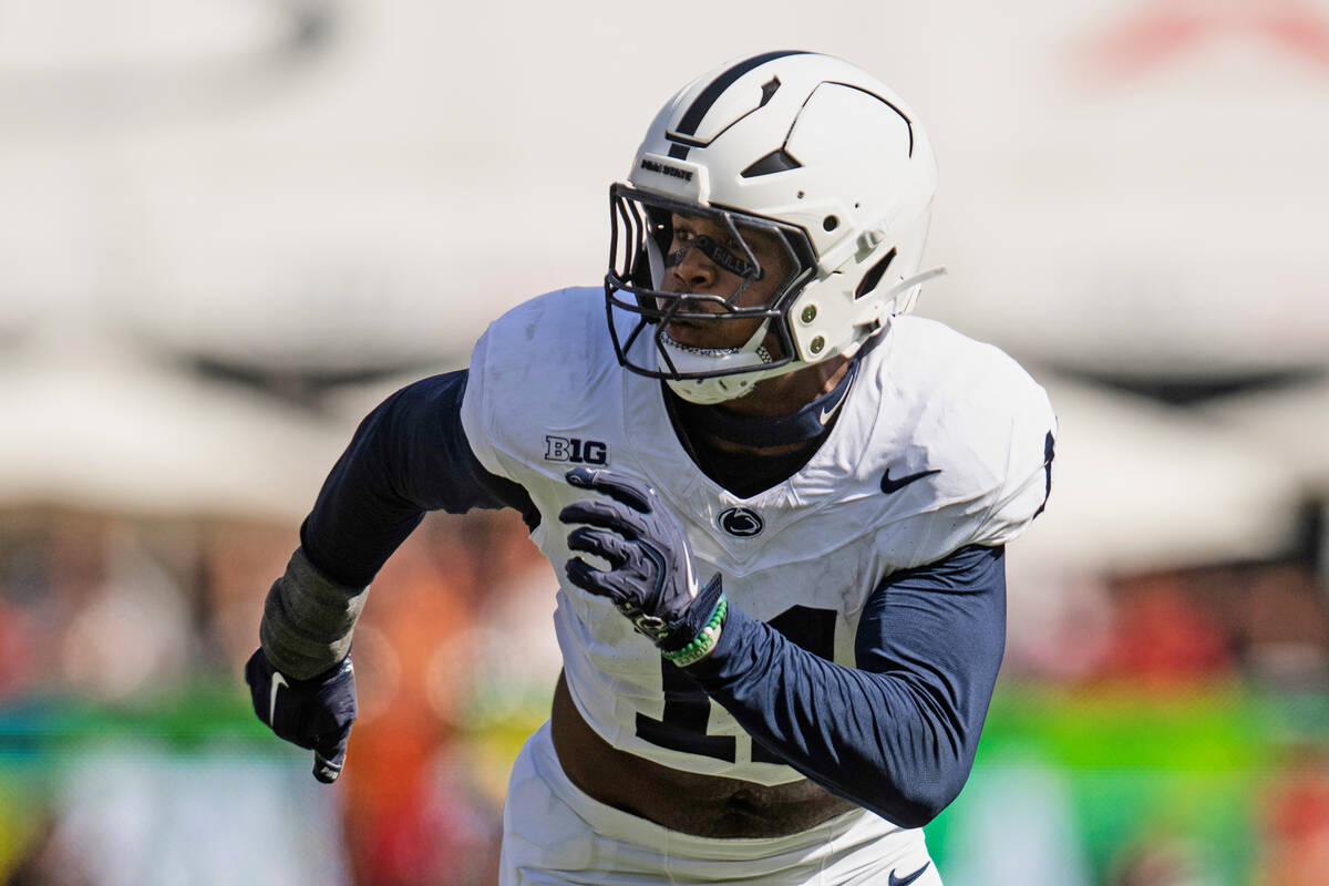 FILE - Penn State defensive end Abdul Carter (11) runs during an NCAA football game against So ...