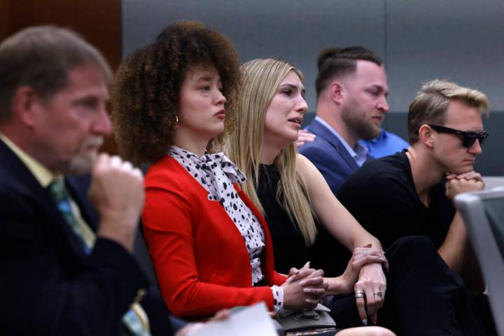 Vern DiGiovanni, left, the father of a stabbing victim Maris DiGiovanni, Anna Westby, second le ...