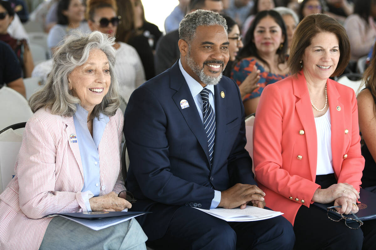 Rep. Dina Titus, D-Nev., Rep. Steven Horsford, D-Nev., and Sen. Catherine Cortez-Masto are see ...