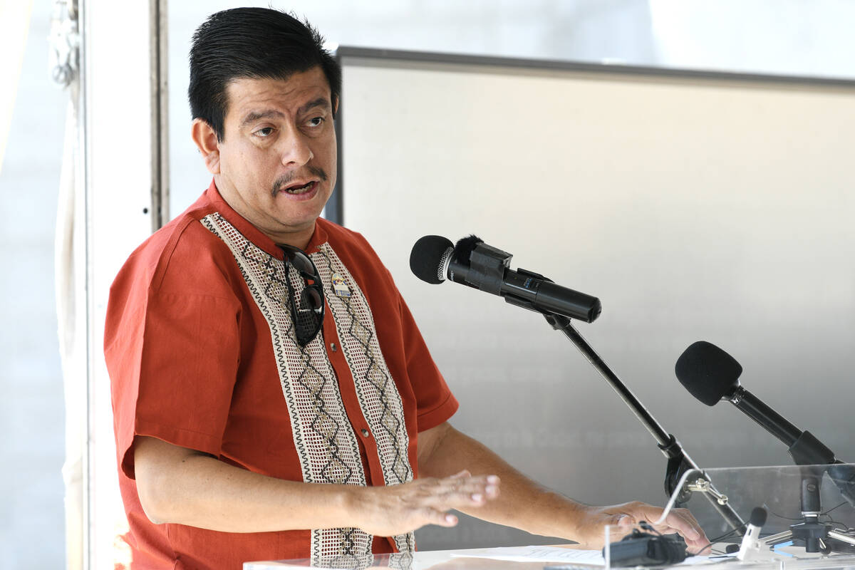 North Las Vegas City Councilman Isaac Barron speaks during the grand opening of the Dolores Hu ...