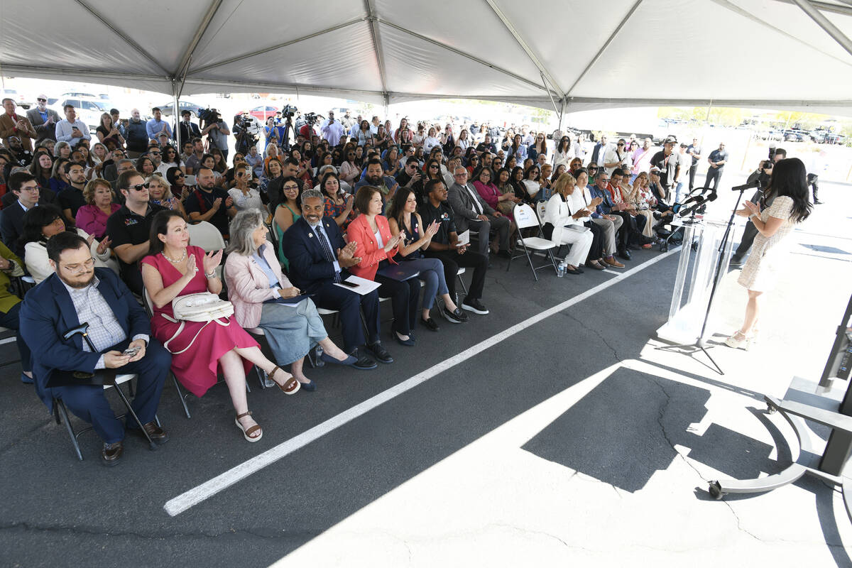 North Las Vegas City Manager Micaela Moore speaks during the grand opening of the Dolores Huert ...