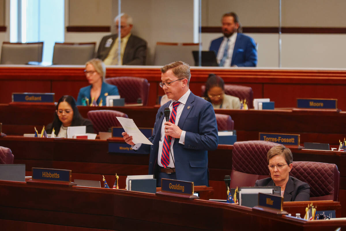 Assemblymember Brian Hibbetts, R-Las Vegas, speaks about a bill he introduced as the Nevada Sta ...