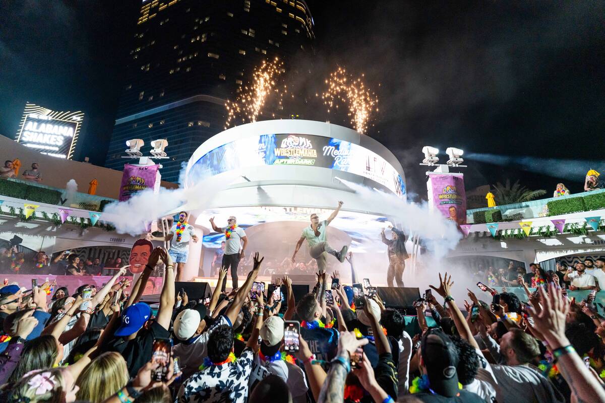 Rob Gronkowski is shown at Gronk Beach during "WrestleMania After Dark" at LIV Beach at Fontain ...