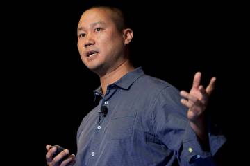 In this Sept. 30, 2013, file photo, Tony Hsieh speaks during a Grand Rapids Economic Club lunch ...