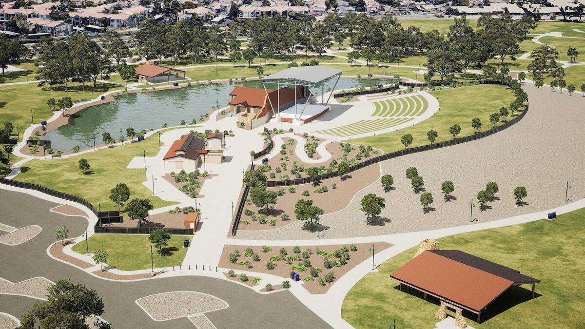 A rendering of the amphitheater in Craig Ranch Regional Park shows the planned new roof being t ...
