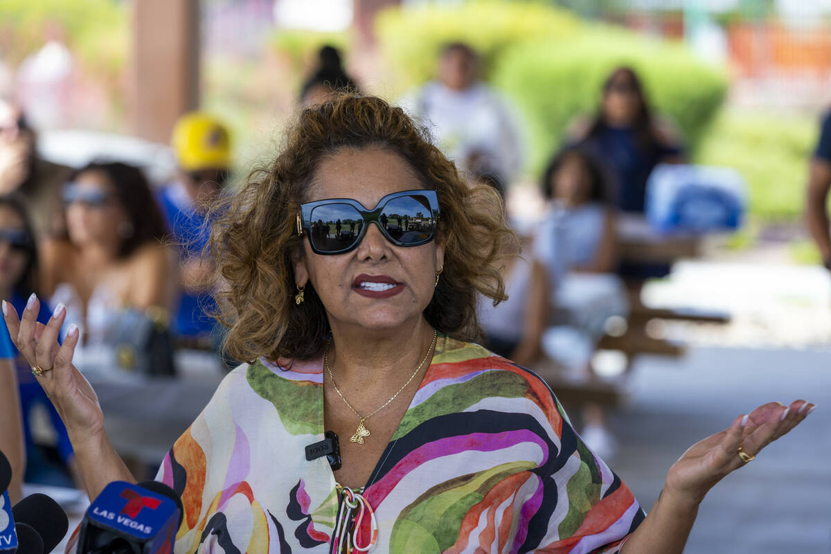 Regina Lacerda talks to the media about her daughter Tabatha Tozzi’s during a celebratio ...