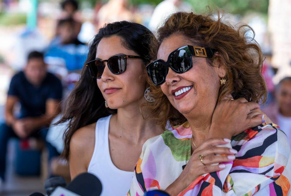 Regina Lacerda, right, with Idania Ramirez, talks to the media about her daughter'Tabatha Tozzi ...