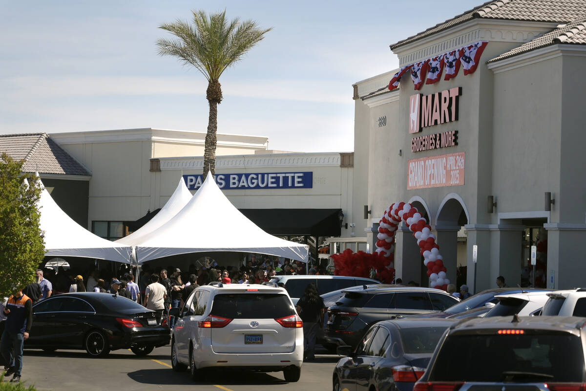 The front of H Mart is seen during its grand opening Thursday, April 24, 2025, in Las Vegas. (S ...