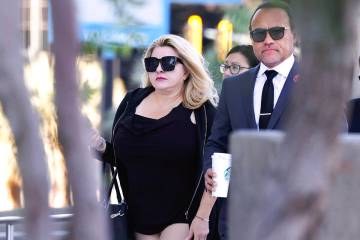 Former Las Vegas City Councilwoman Michele Fiore arrives for her wire fraud trial at the Lloyd ...