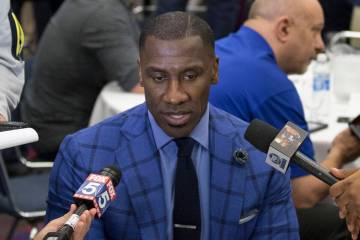 Ahead of Super Bowl 51, former NFL tight end and Fox analyst Shannon Sharpe speaks to media at ...