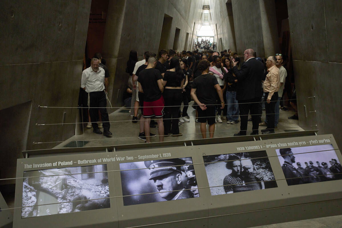 People visit the Yad Vashem Holocaust Memorial Museum in Jerusalem, Tuesday, April 22, 2025, ah ...