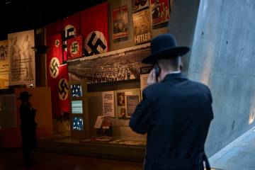 People visit the Yad Vashem Holocaust Memorial Museum in Jerusalem, Tuesday, April 22, 2025, ah ...