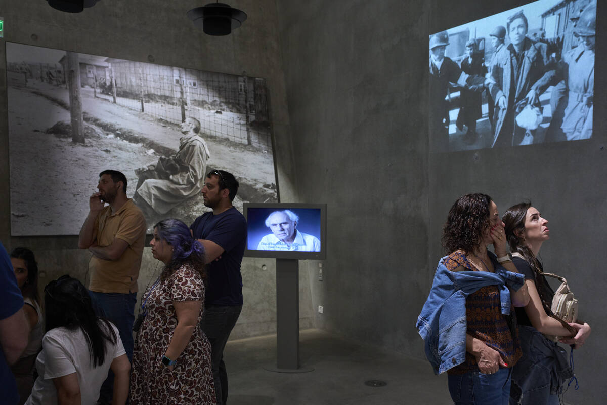People visit the Yad Vashem Holocaust Memorial Museum in Jerusalem, Tuesday, April 22, 2025, ah ...