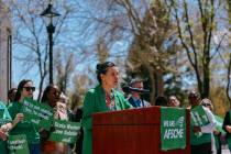 Senator Rochelle Nguyen, D-Las Vegas, speaks at an AFSCME rally outside the Nevada State Capito ...